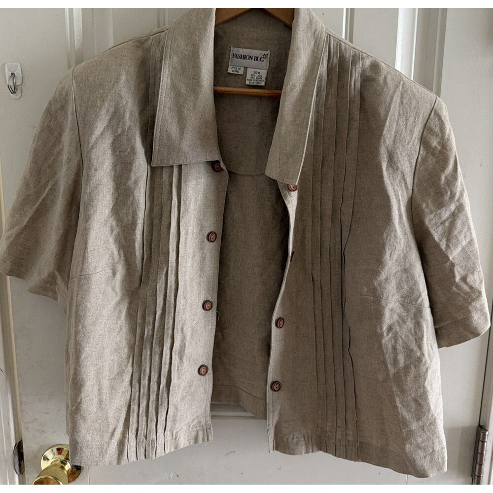 Women’s Jacket Size 20W Open Front Linen Rayon Office Vacation